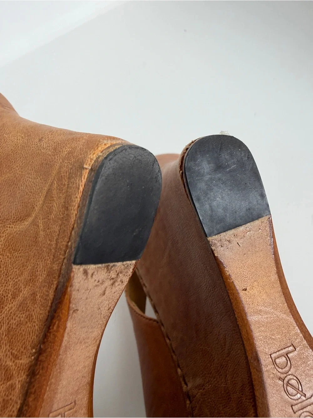 Bolo Leather Peep-Toe Slingback Wedge Sandals in Cognac; Size 8/39; Made by Born